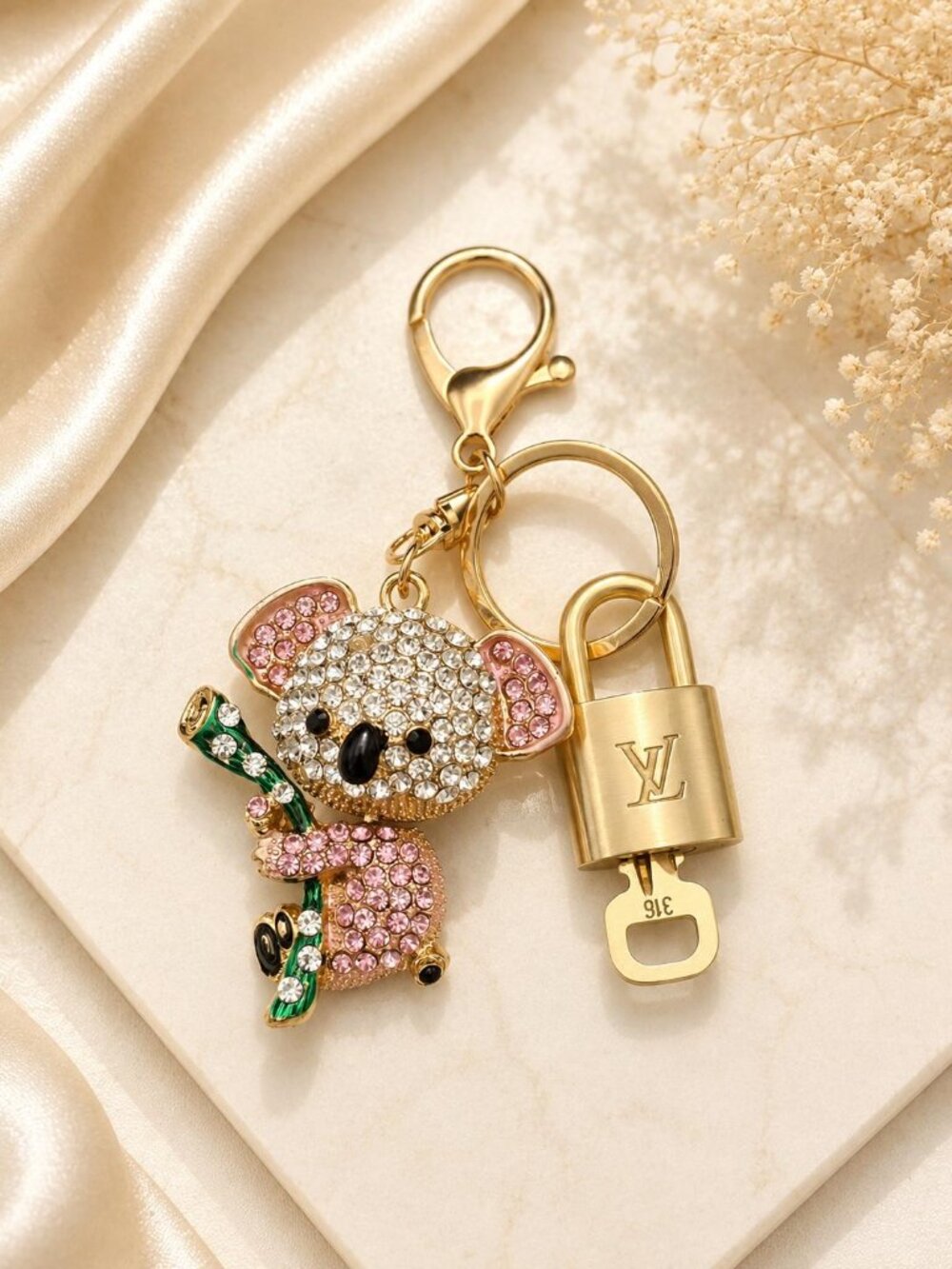 Authentic Louis Vuitton Gold Lock 🔒 Unbranded Elephant Keychain Bag Charm LV